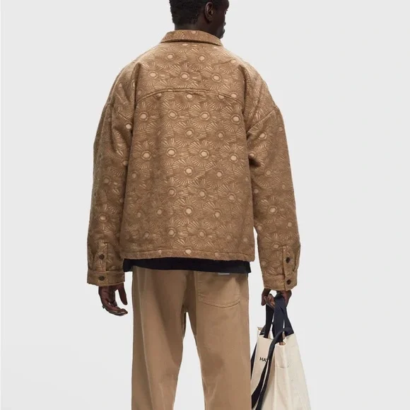 Honor The Gift Floral Cover Jacquard Brocade Shirt Jacket Logo Patch Shacket
